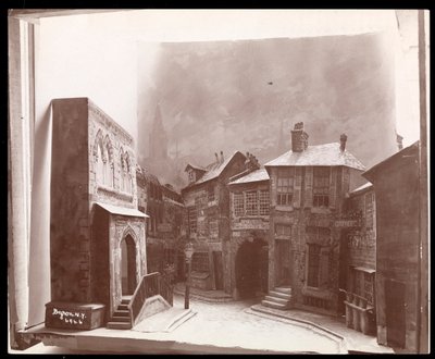 Modello del set di una commedia non identificata progettato da Ernest Gros, 1889 da Byron Company